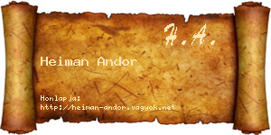 Heiman Andor névjegykártya